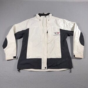Corvette Motorsport Jacket Men XL Black White Winter Shell Fleece Lined Full Zip